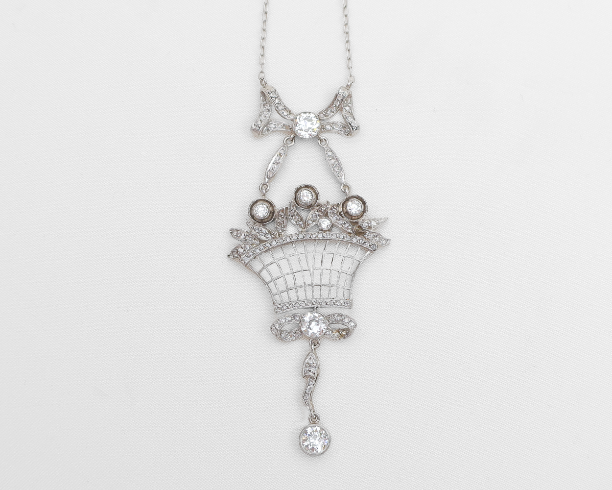 Edwardian Flower Basket Diamond Necklace