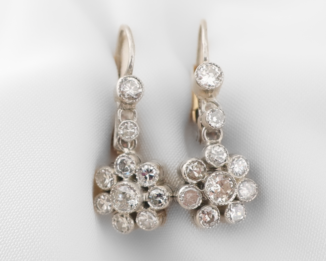 Midcentury Diamond Floral Earrings