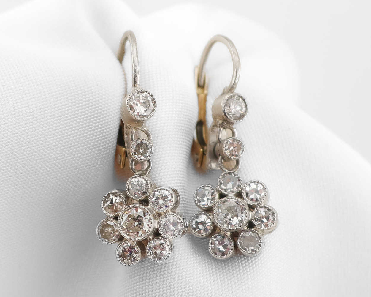 Midcentury Diamond Floral Earrings