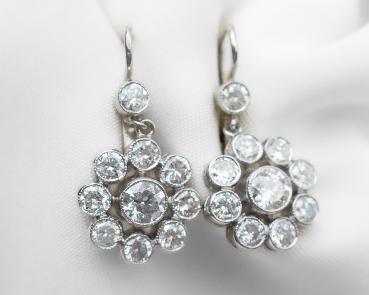 Midcentury Diamond Floral Earrings