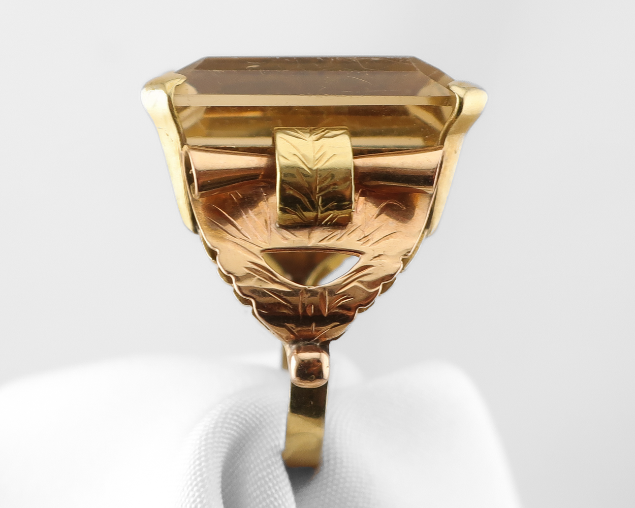 Retro-Era Citrine Cocktail Ring