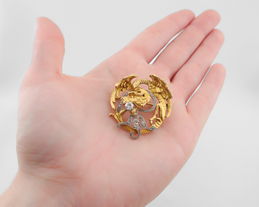 Edwardian Gold Dragon Brooch with Diamonds