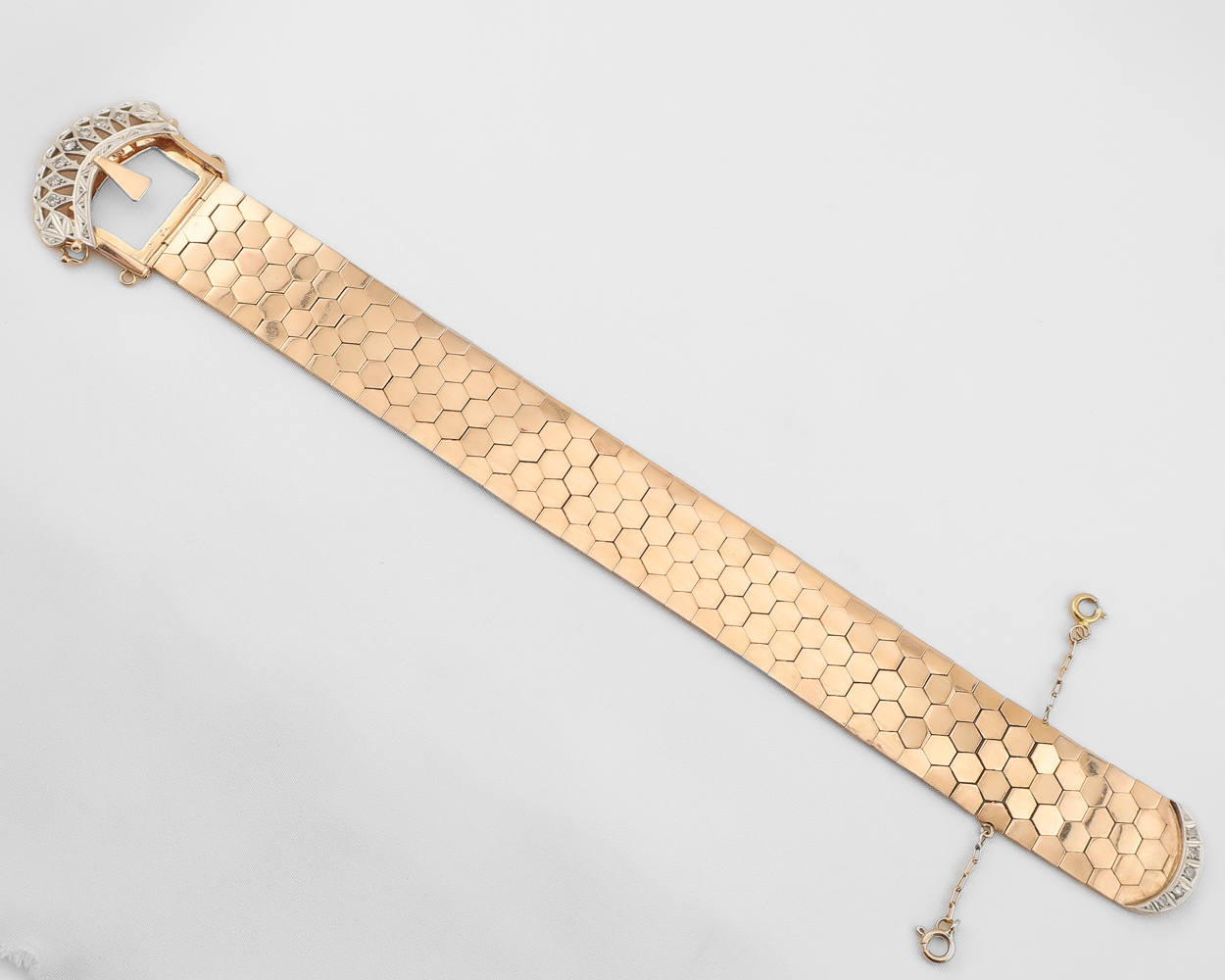 Retro Gold Buckle Bracelet with Diamonds