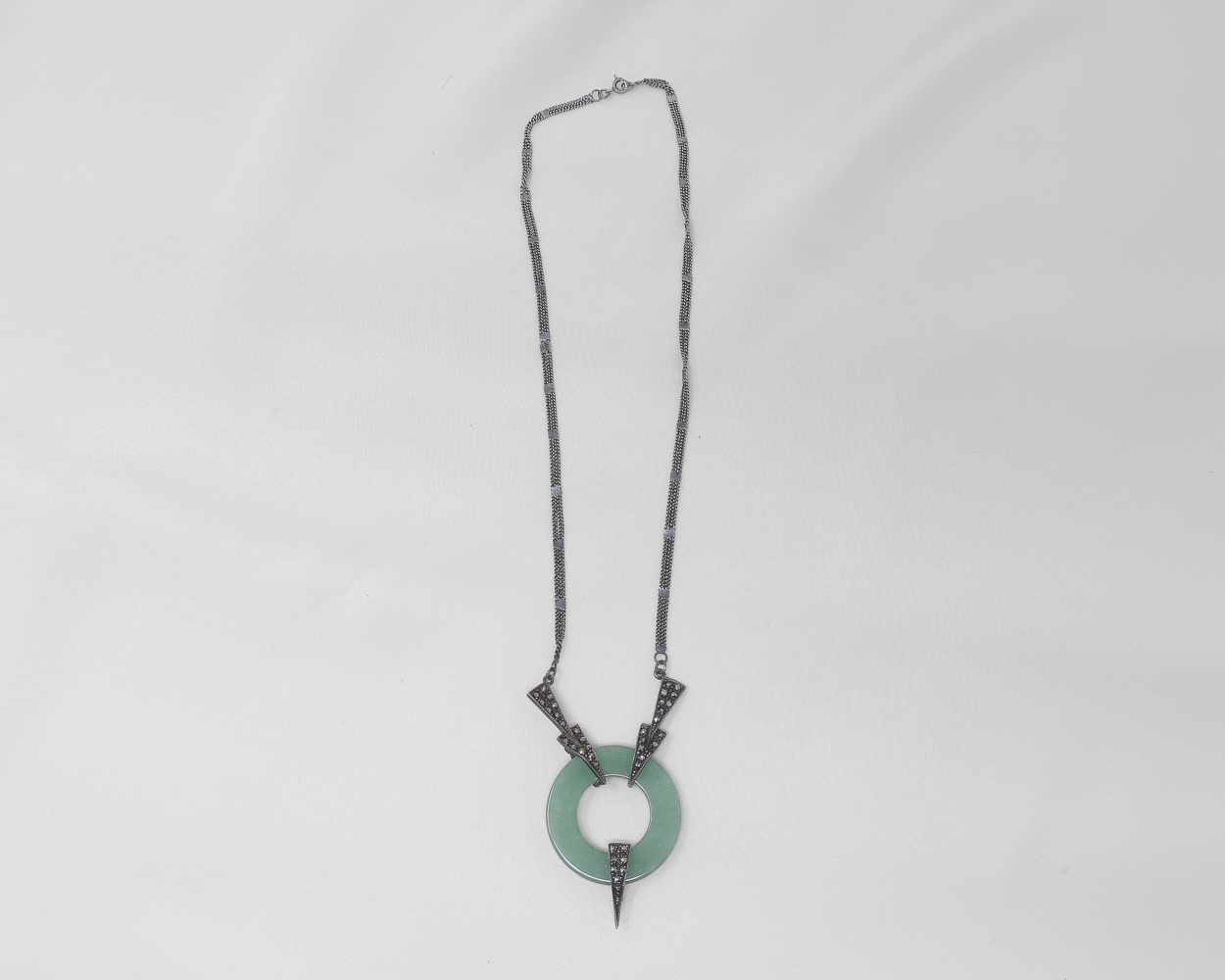 Art Deco Aventurine & Marcasite Necklace