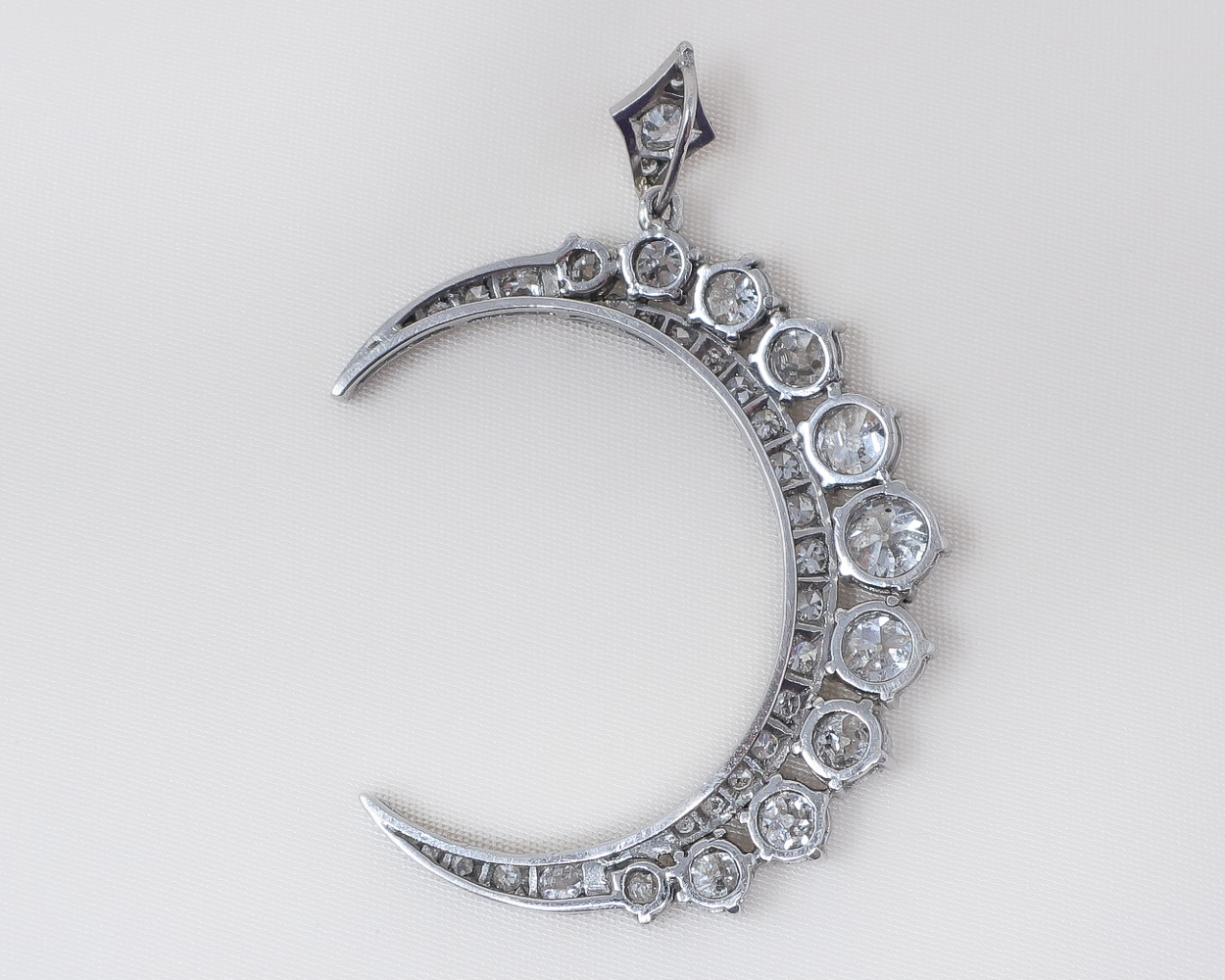 Art Deco Diamond Crescent Moon Necklace