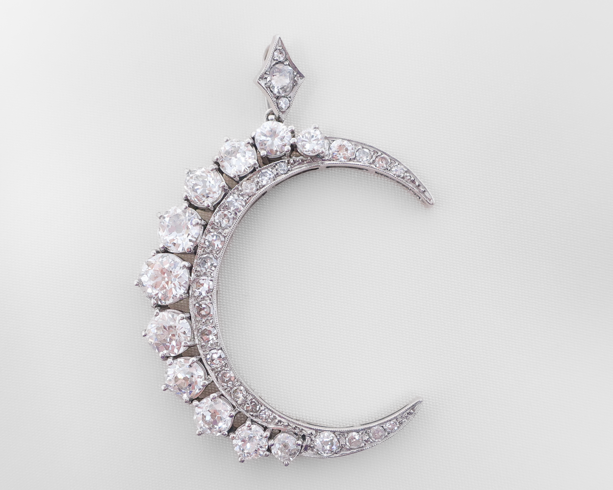 Art Deco Diamond Crescent Moon Necklace