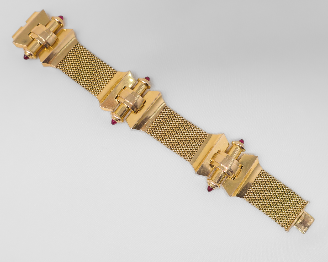 Retro Fancy Gold Bracelet with Rubies