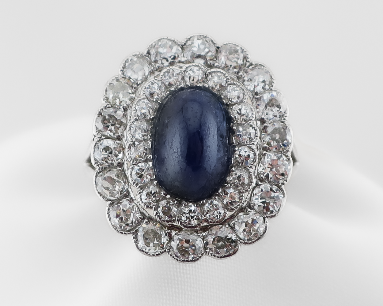 Art Deco Sapphire and Diamond Halo Ring