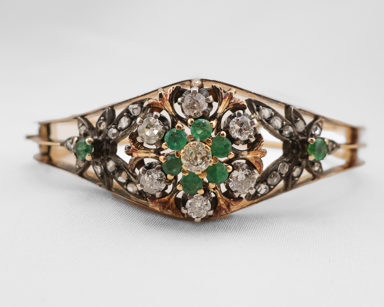 Victorian Diamond & Emerald Bangle Bracelet