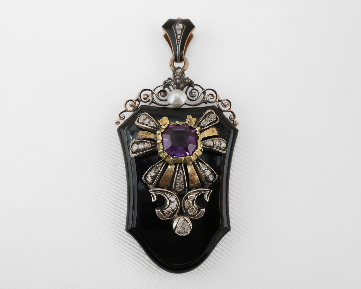 Victorian Amethyst, Pearl, and Onyx Locket