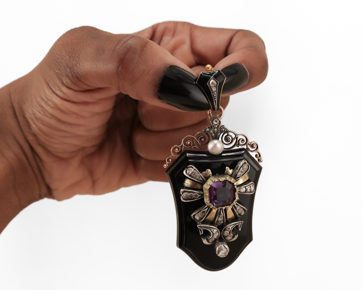 Victorian Amethyst, Pearl, and Onyx Locket