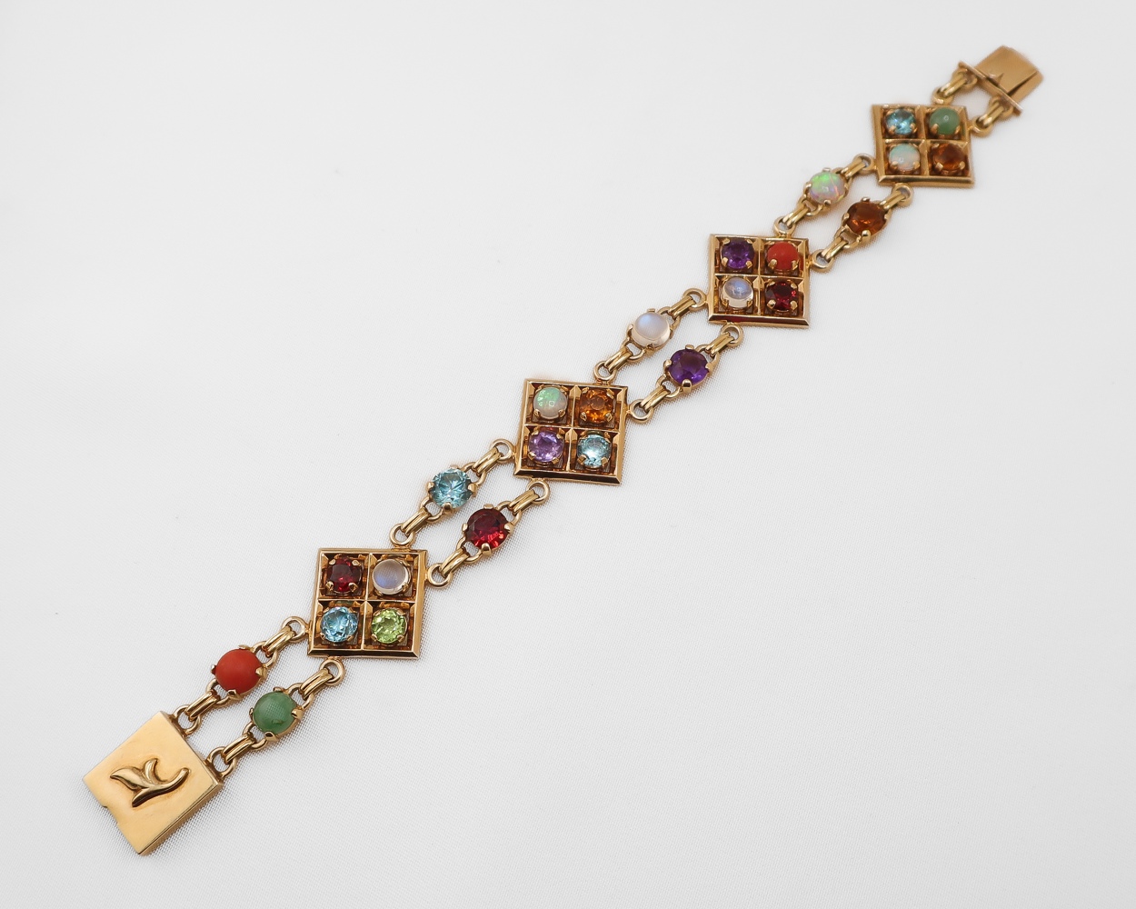 Midcentury Multi-Gemstone Bracelet