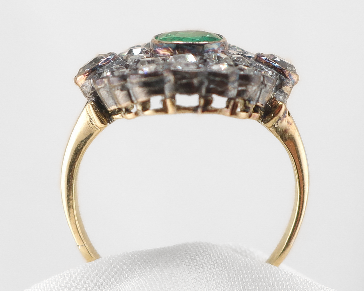 Victorian Emerald & Diamond Cluster Ring