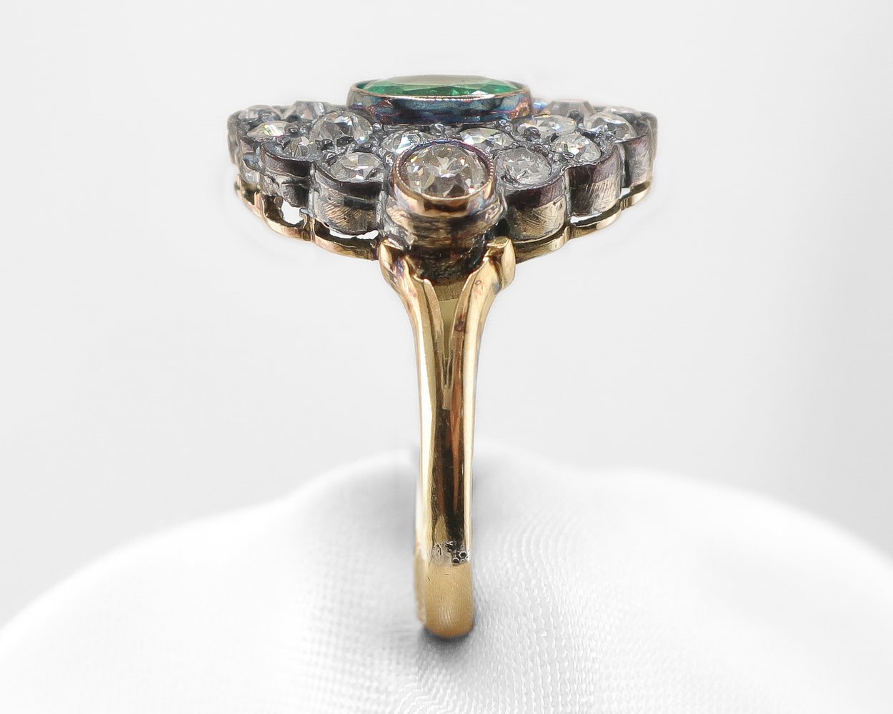 Victorian Emerald & Diamond Cluster Ring