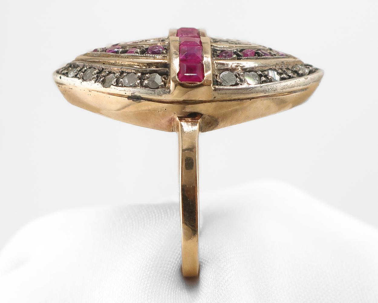 Victorian Revival Ruby & Diamond Navette Ring