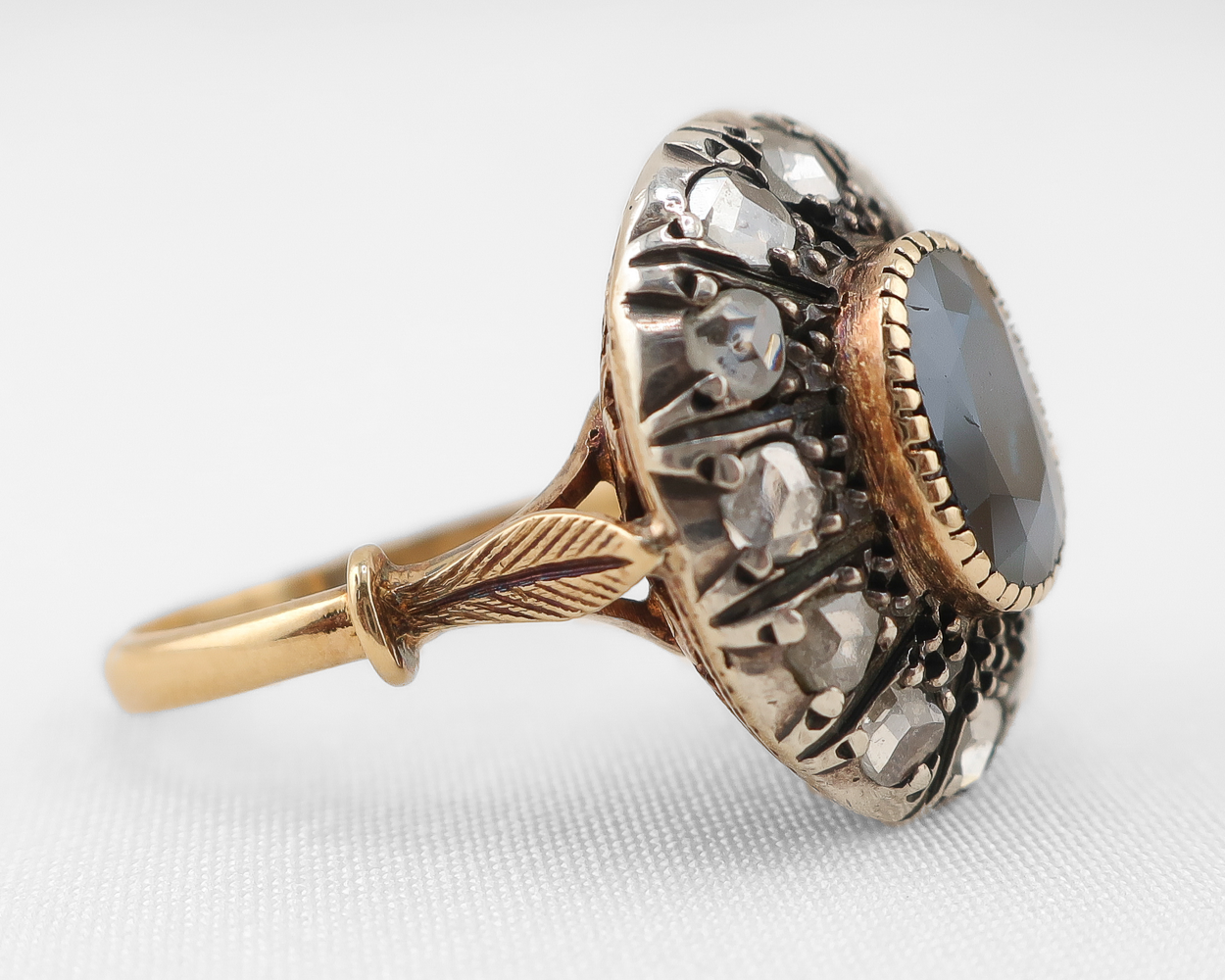 Art Deco Sapphire & Diamond Halo Ring