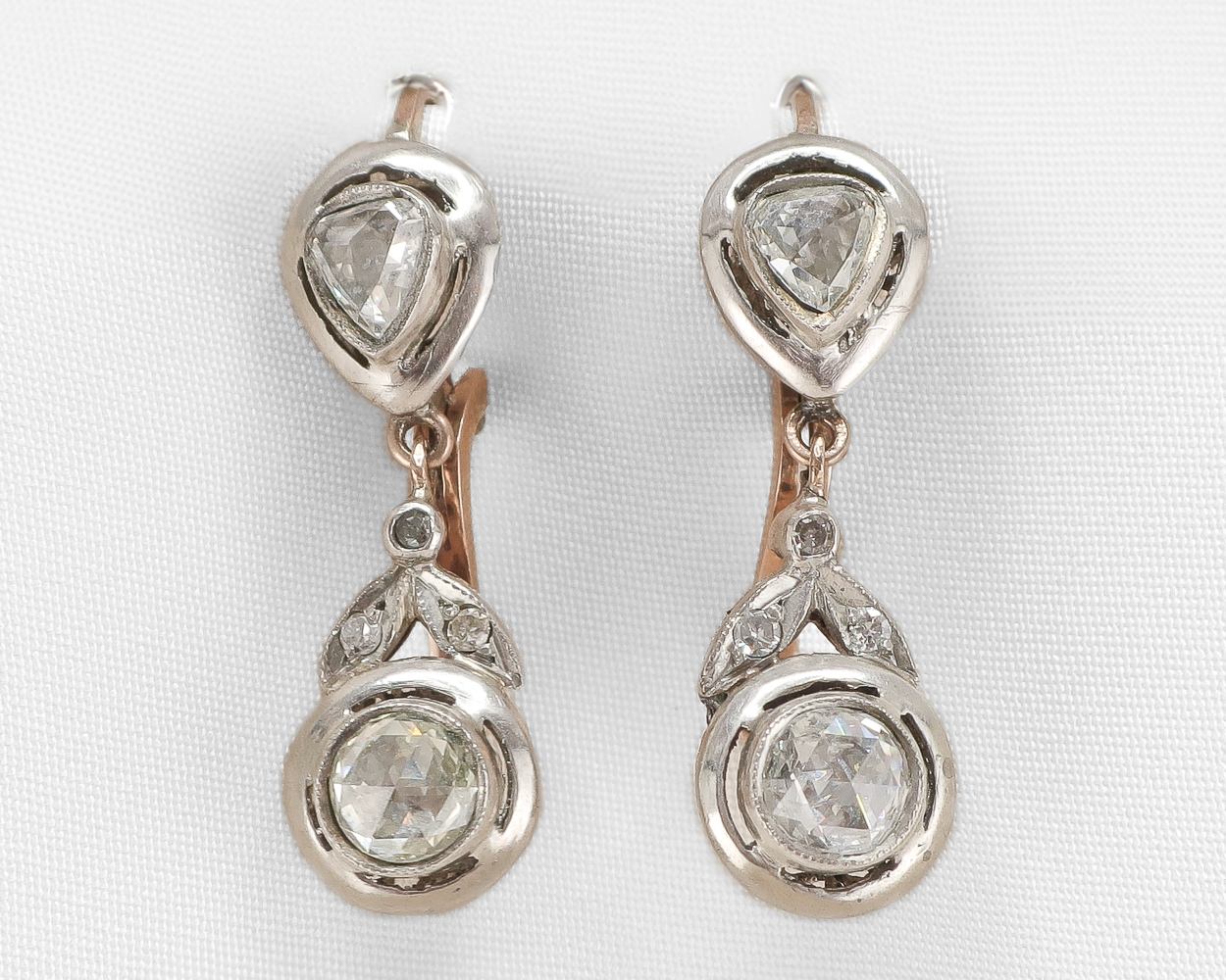 Victorian Rose-Cut Diamond Dangle Earrings