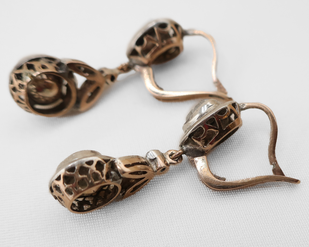 Victorian Rose-Cut Diamond Dangle Earrings