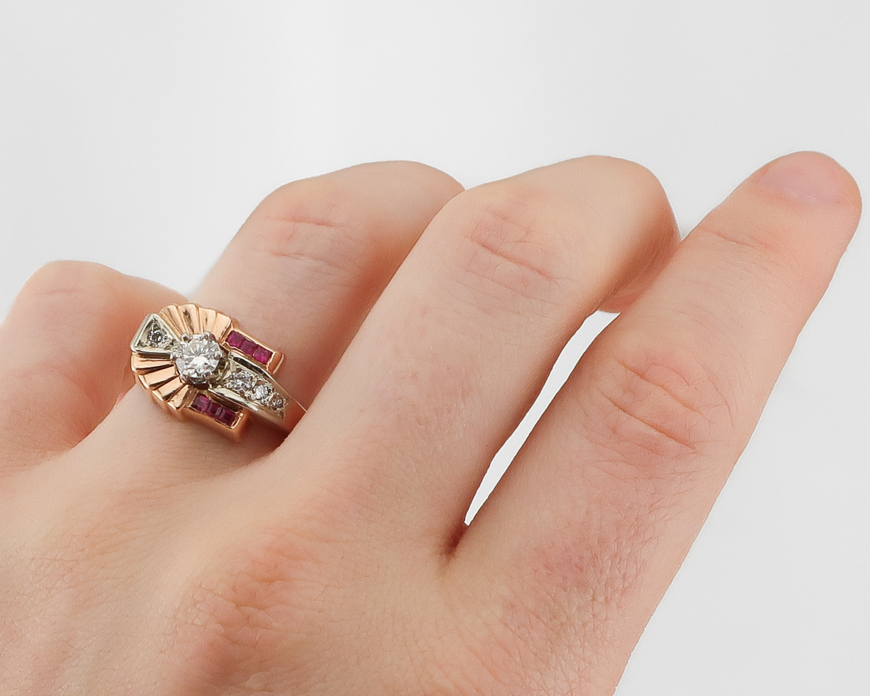 Retro Ruby & Diamond Ring