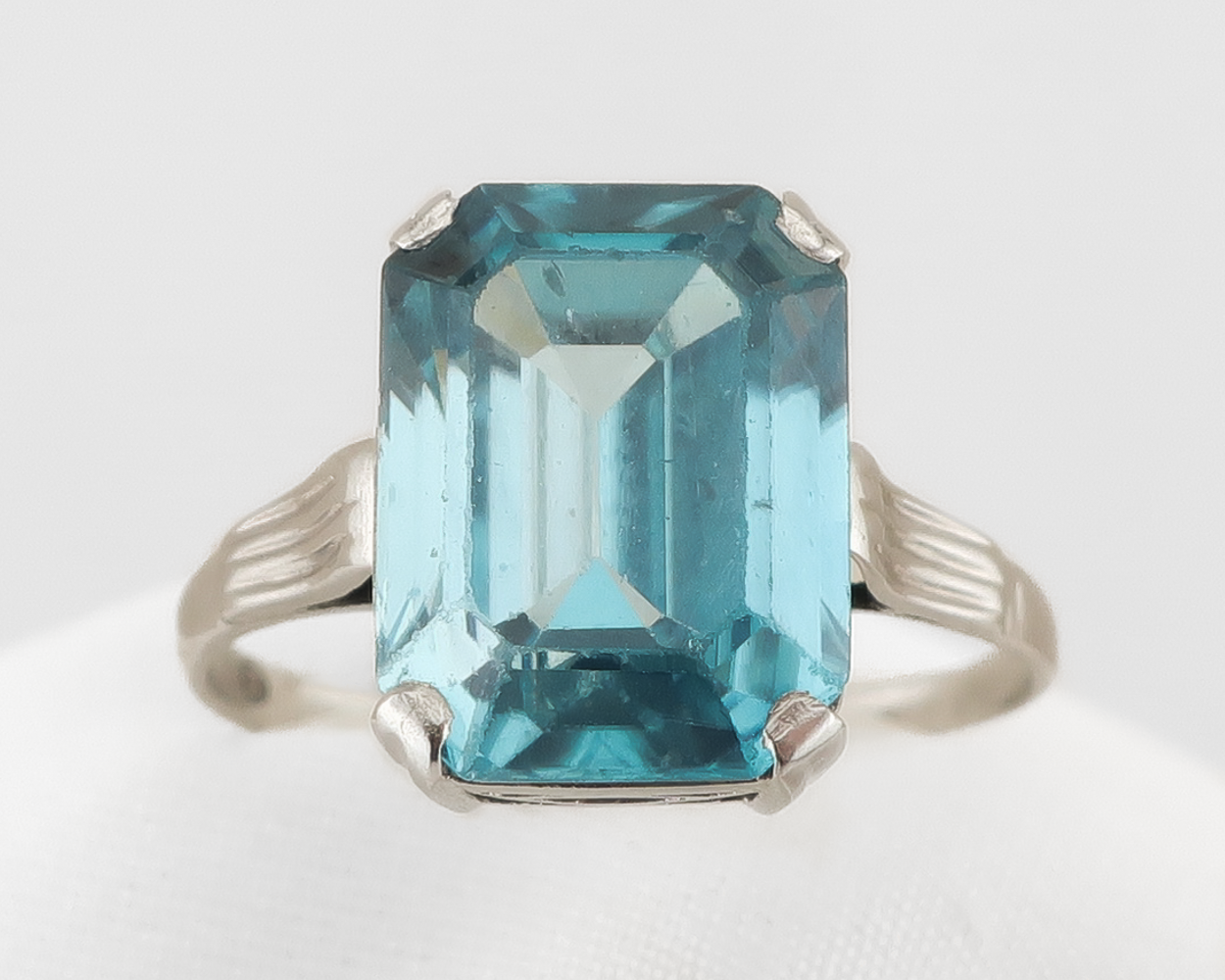 Midcentury Emerald-Cut Zircon Ring