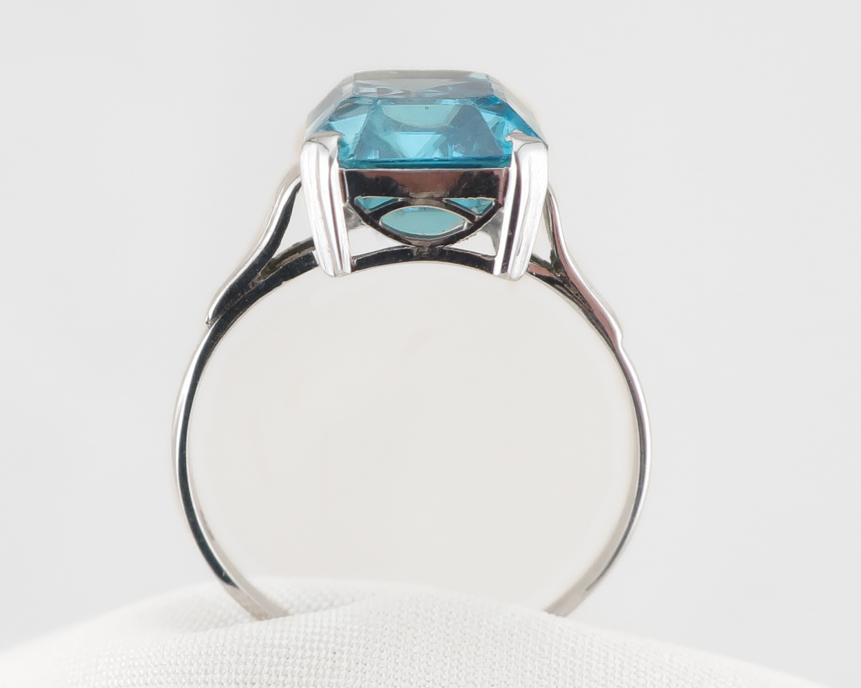 Midcentury Emerald-Cut Zircon Ring
