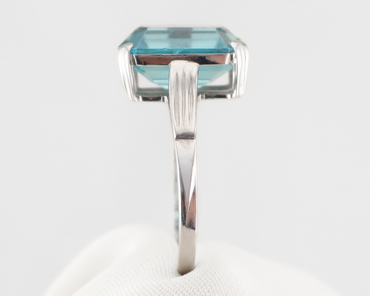 Midcentury Emerald-Cut Zircon Ring