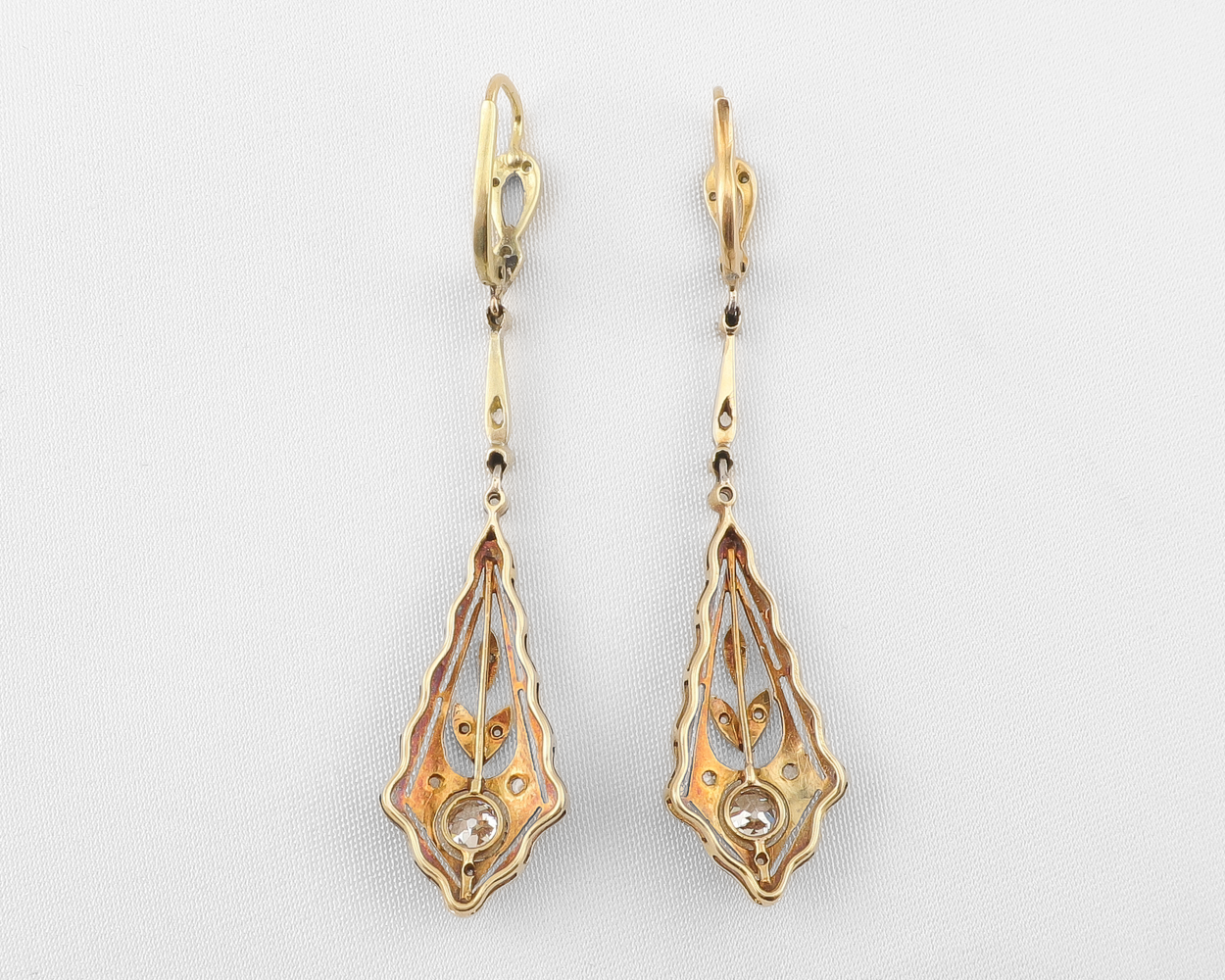 Edwardian Diamond Filigree Dangle Earrings