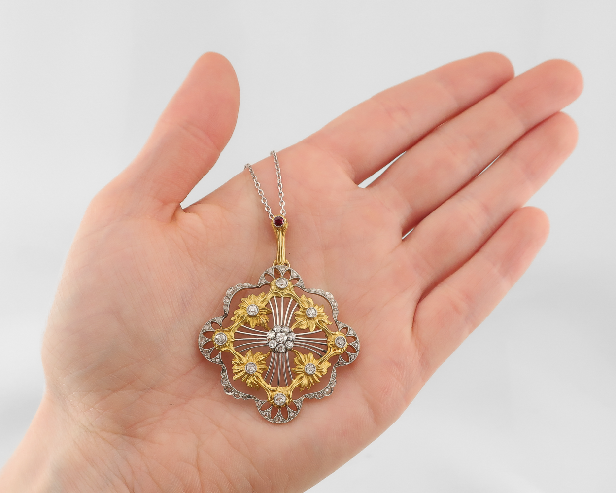 Edwardian Floral Diamond Pendant