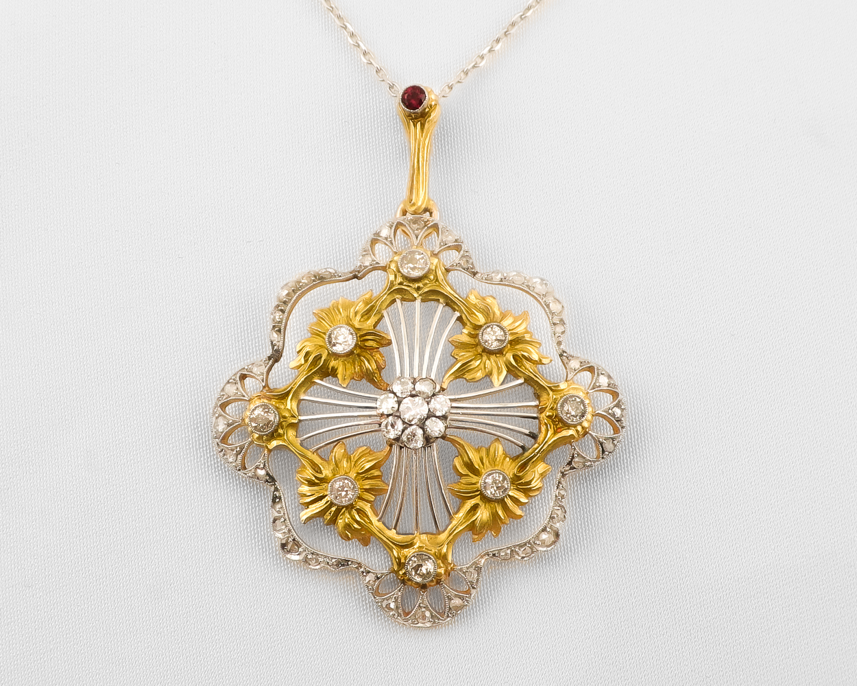 Edwardian Floral Diamond Pendant