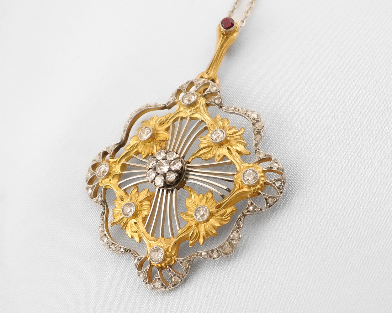 Edwardian Floral Diamond Pendant