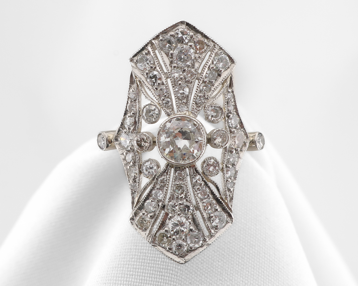 Art Deco North-South Diamond Dinner Ring