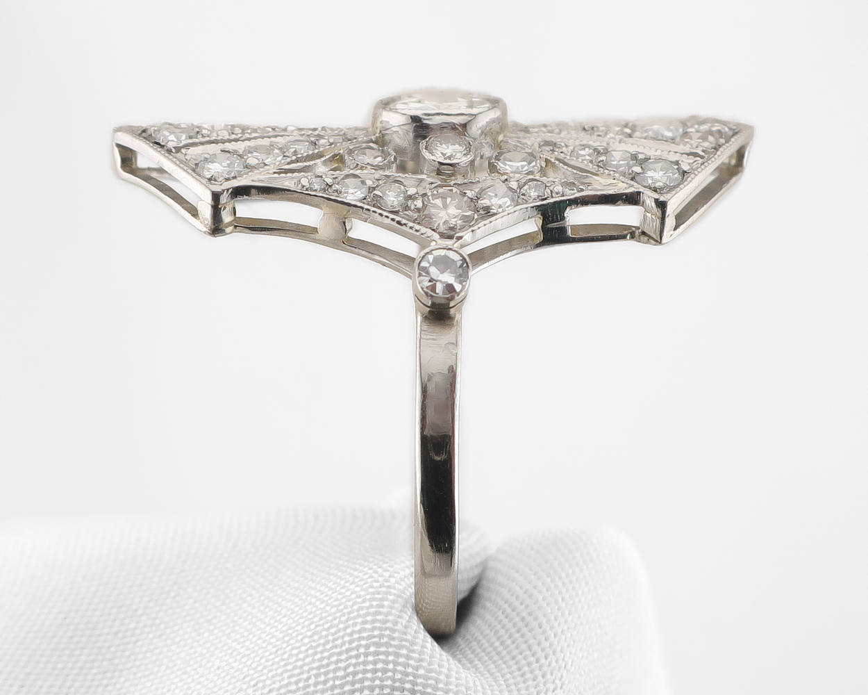 Art Deco North-South Diamond Dinner Ring