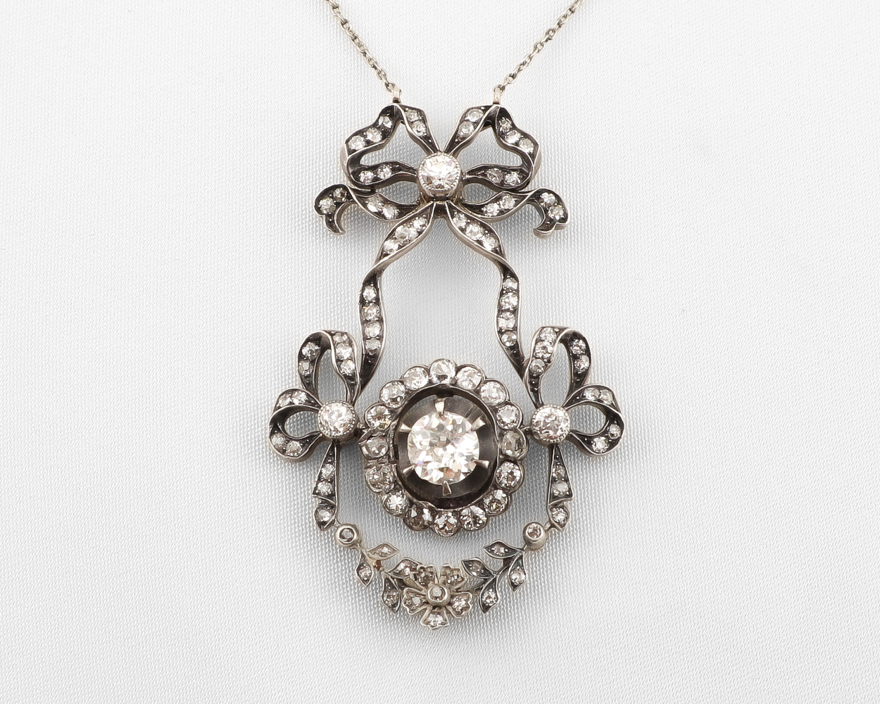 Late-Victorian Diamond Ribbon Pendant