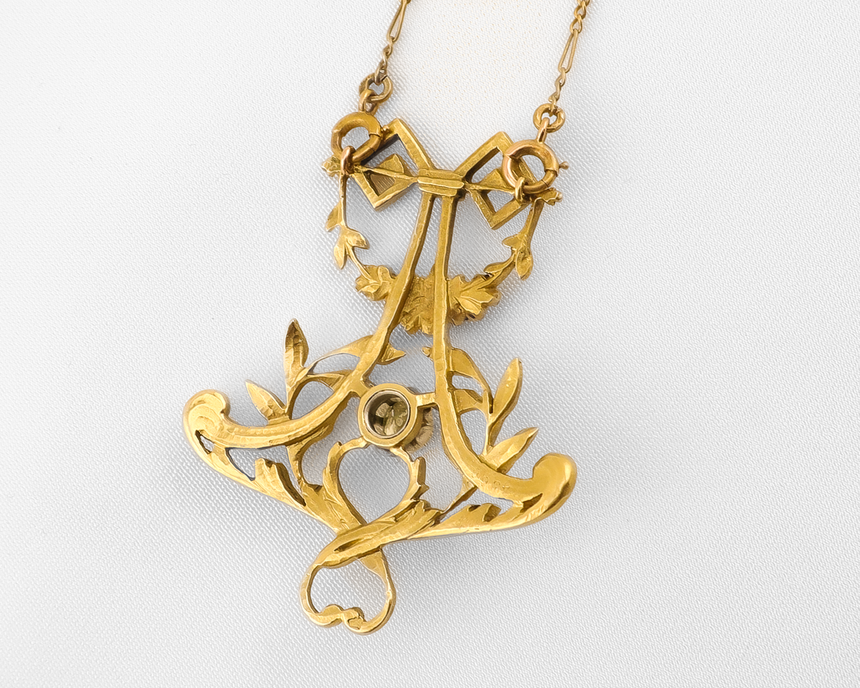 Art Nouveau Floral Diamond Pendant