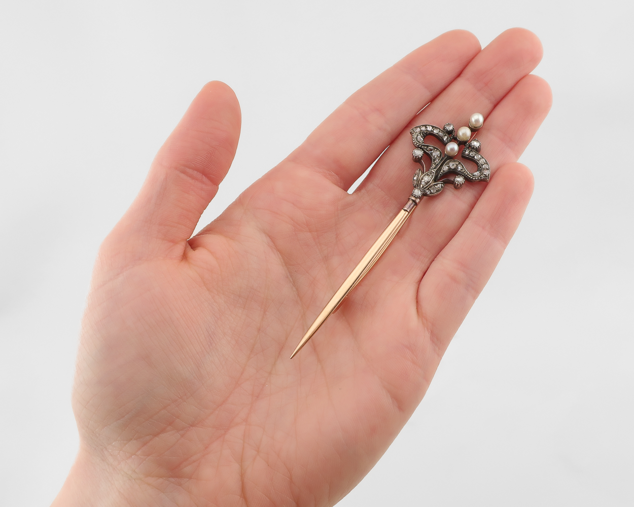 Late-Victorian Pearl & Diamond Pin