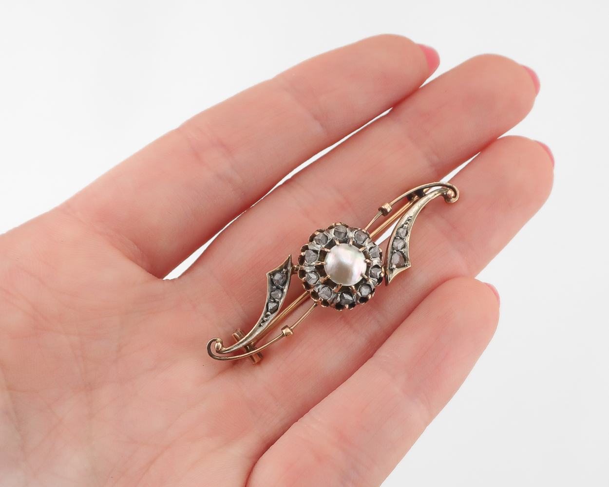 Victorian Pearl & Diamond Pin
