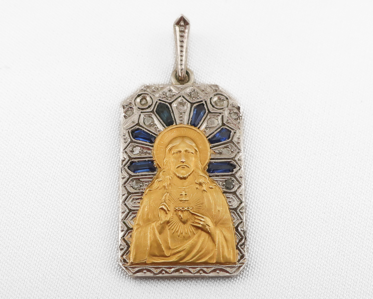 Art Deco Sacred Heart of Jesus Pendant