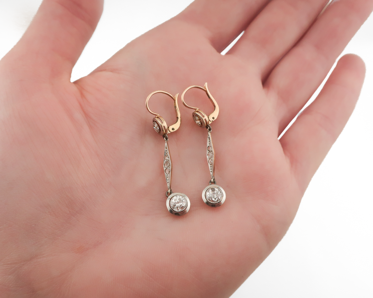 Edwardian Bezel-Set Diamond Drop Earrings