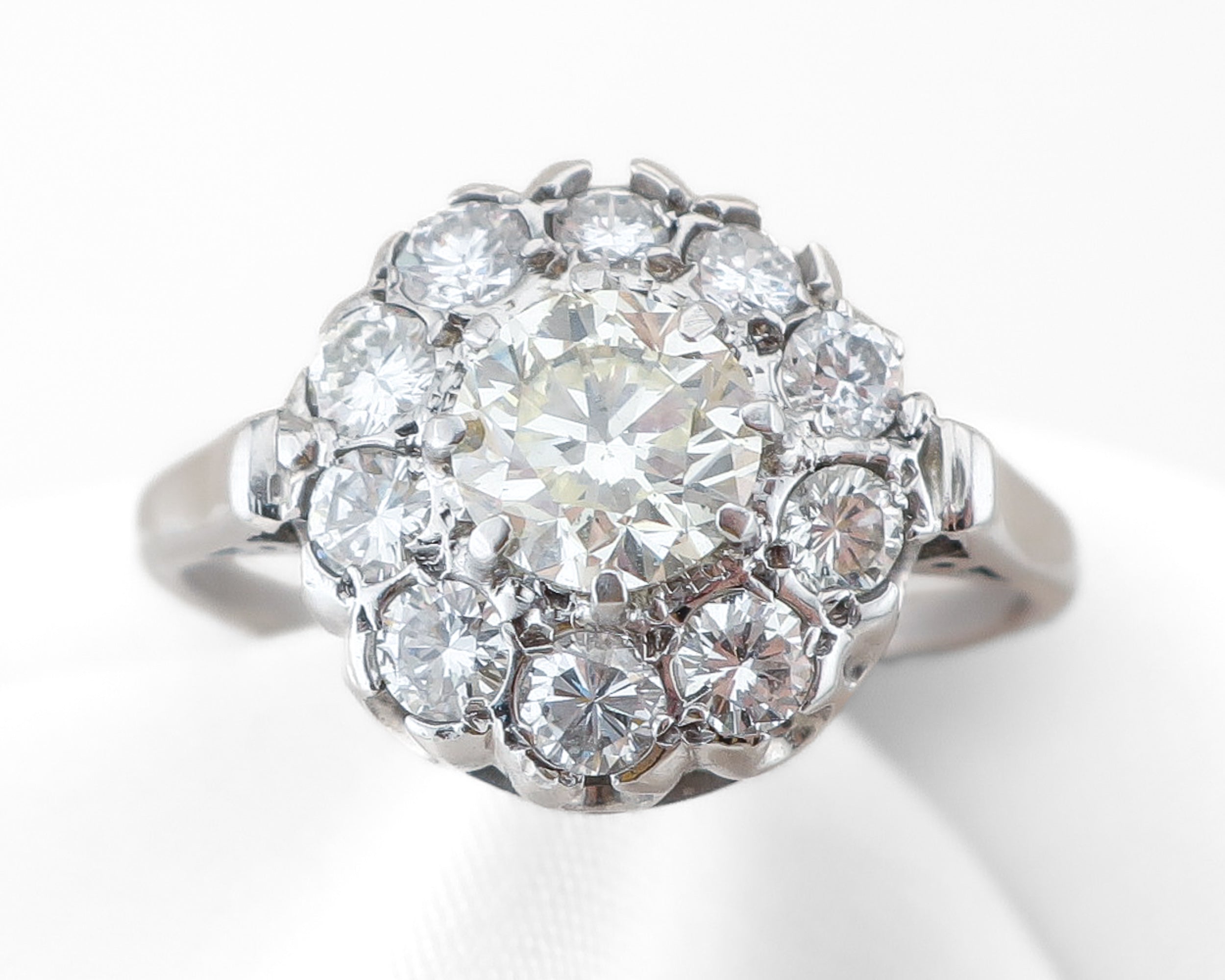 Midcentury Diamond Cluster Engagement Ring