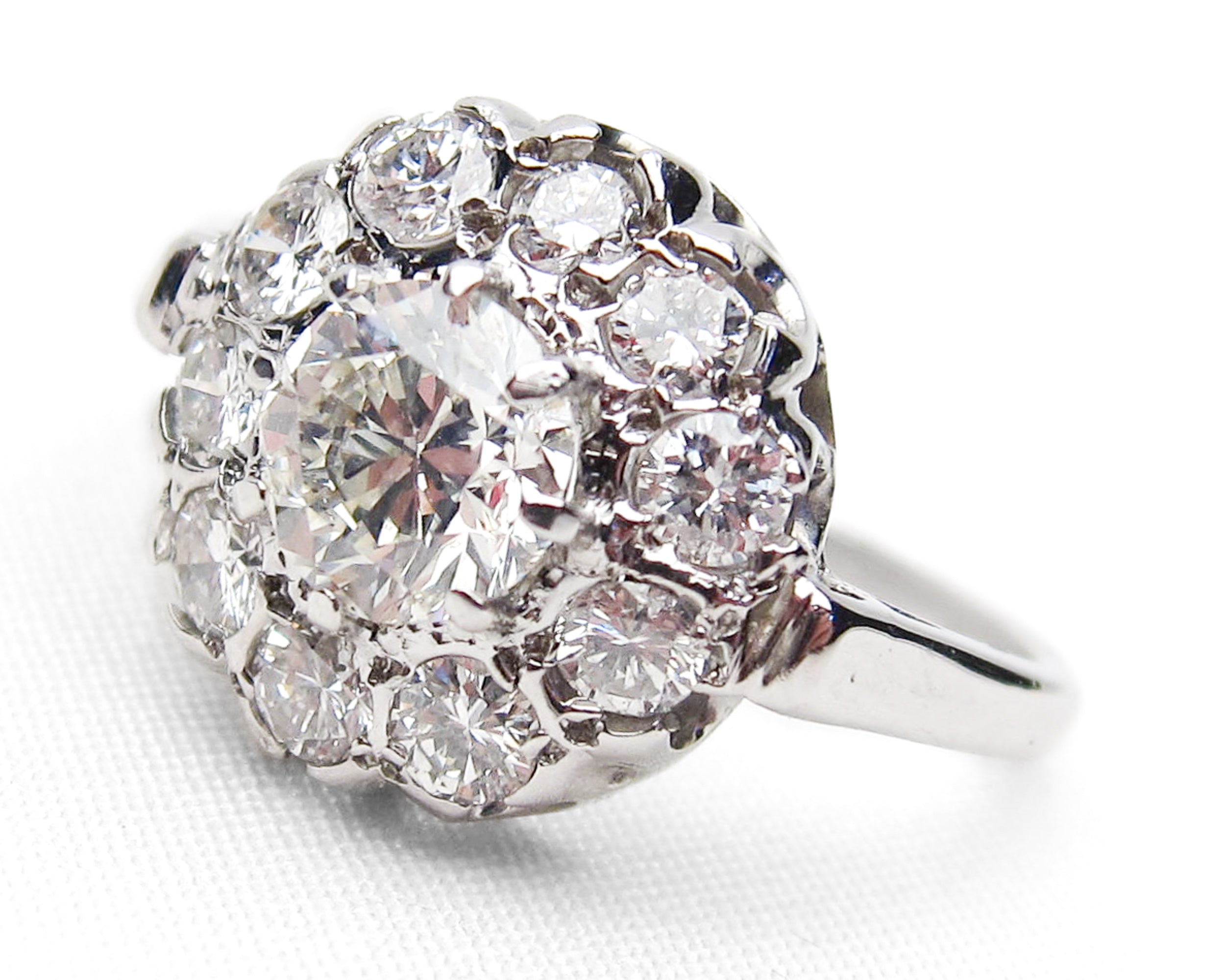 Midcentury Diamond Cluster Engagement Ring