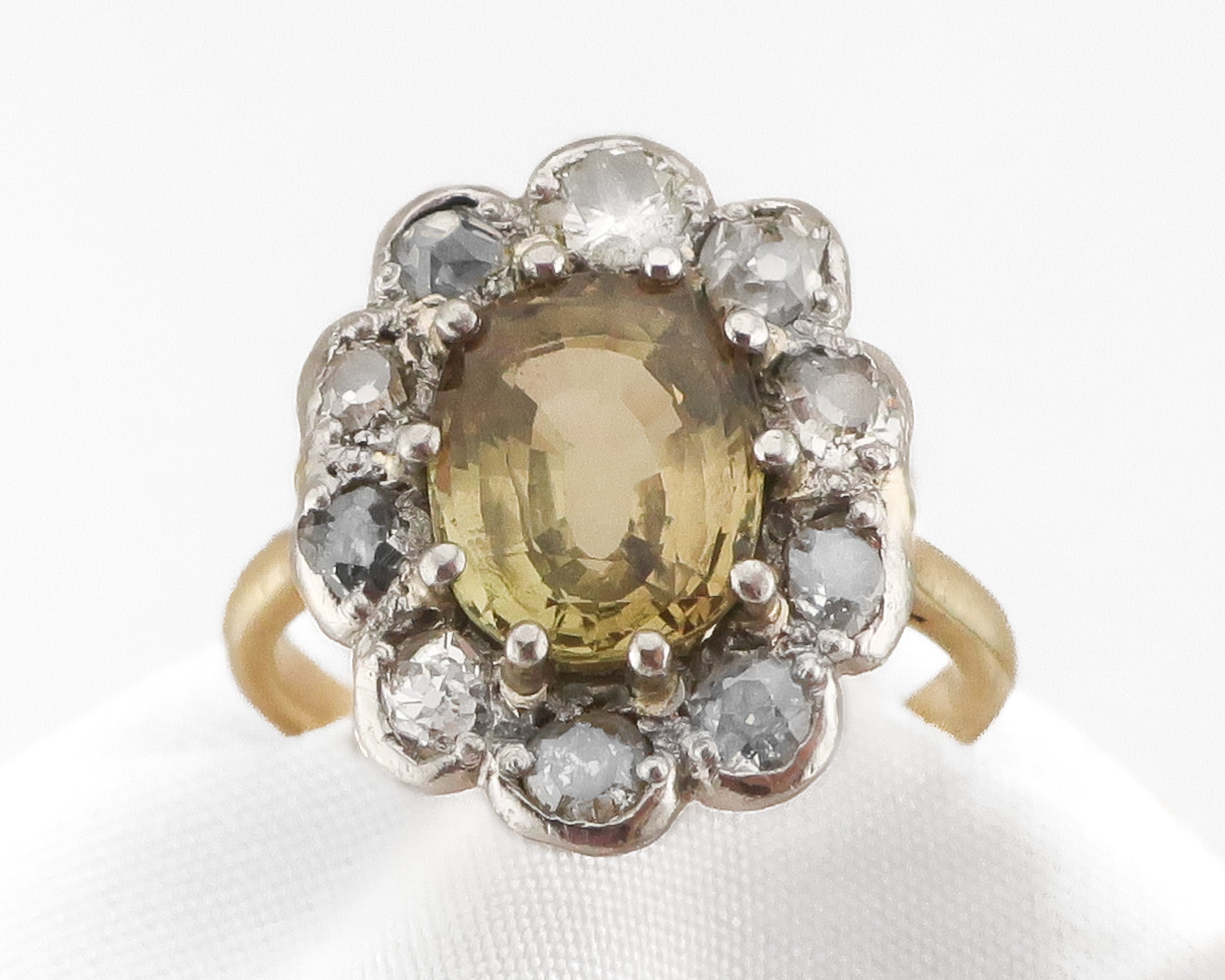 Edwardian Alexandrite & Diamond Halo Ring