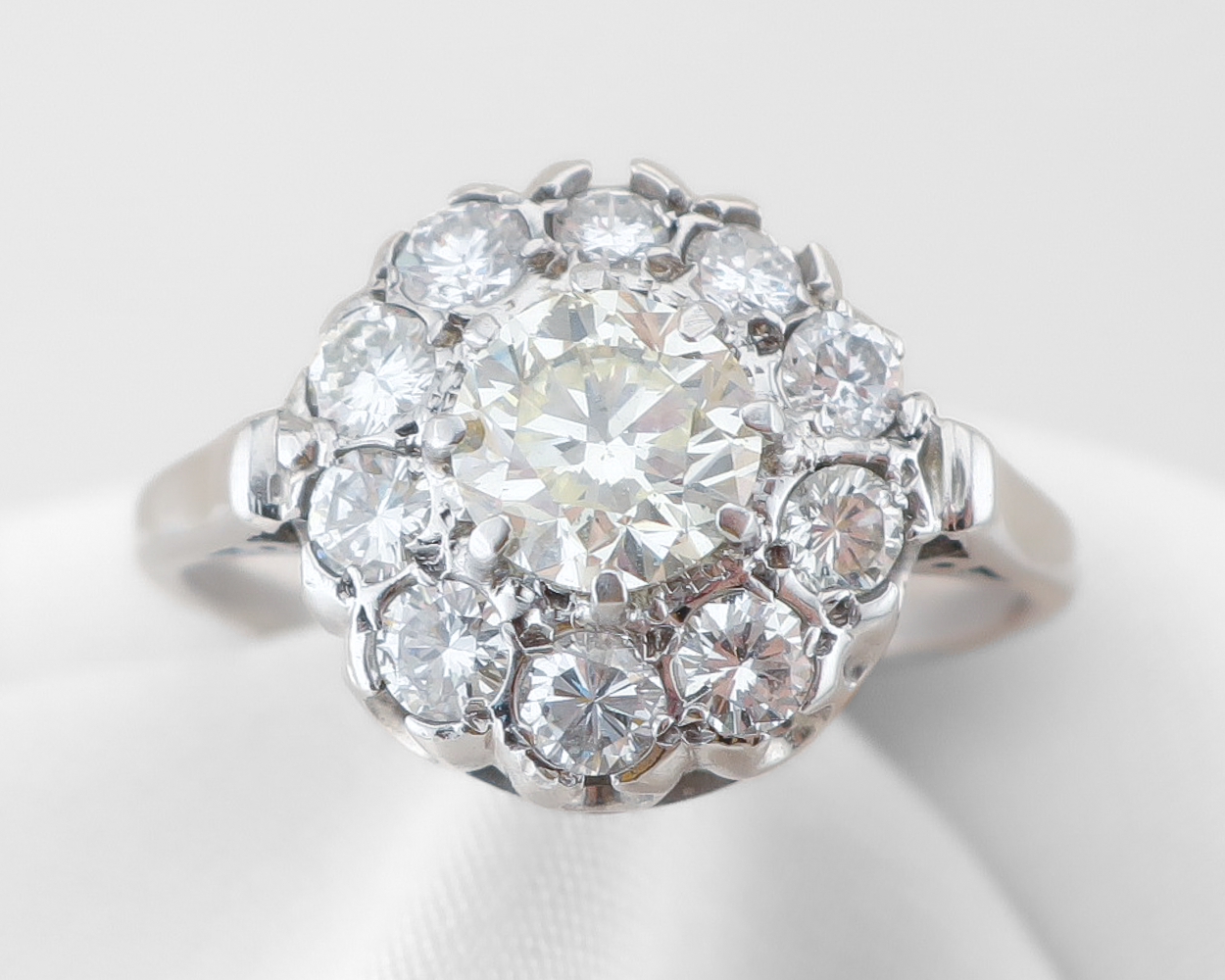 Midcentury Diamond Cluster Engagement Ring