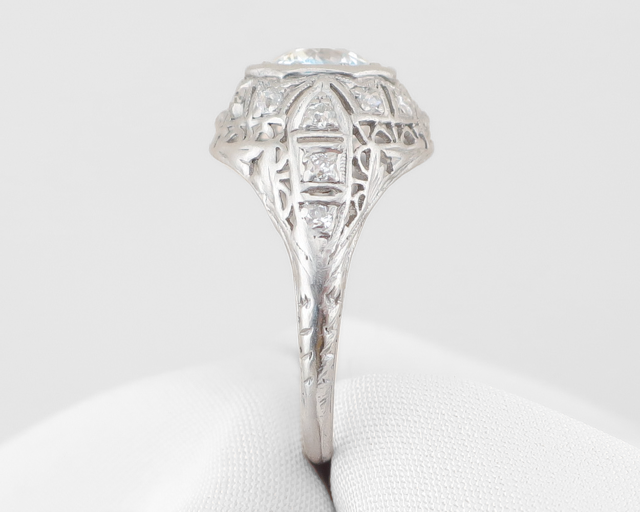 Art Deco Domed Filigree Diamond Ring