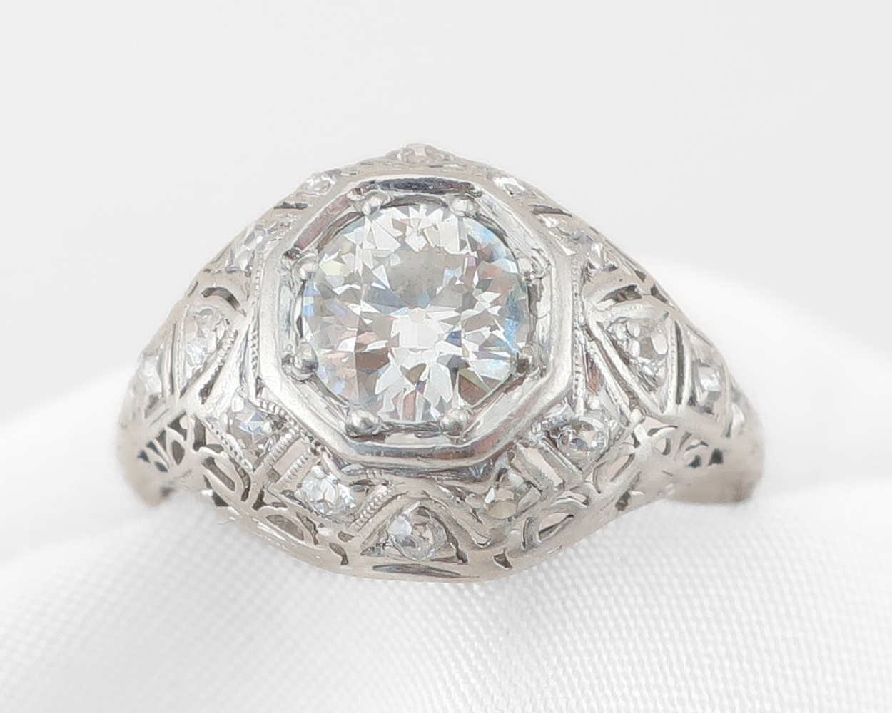 Art Deco Domed Filigree Diamond Ring