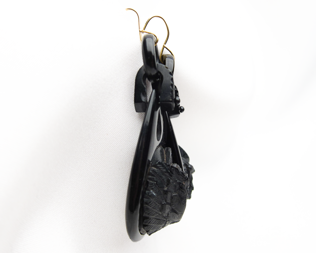 Victorian Carved Gutta-Percha Mourning Earrings