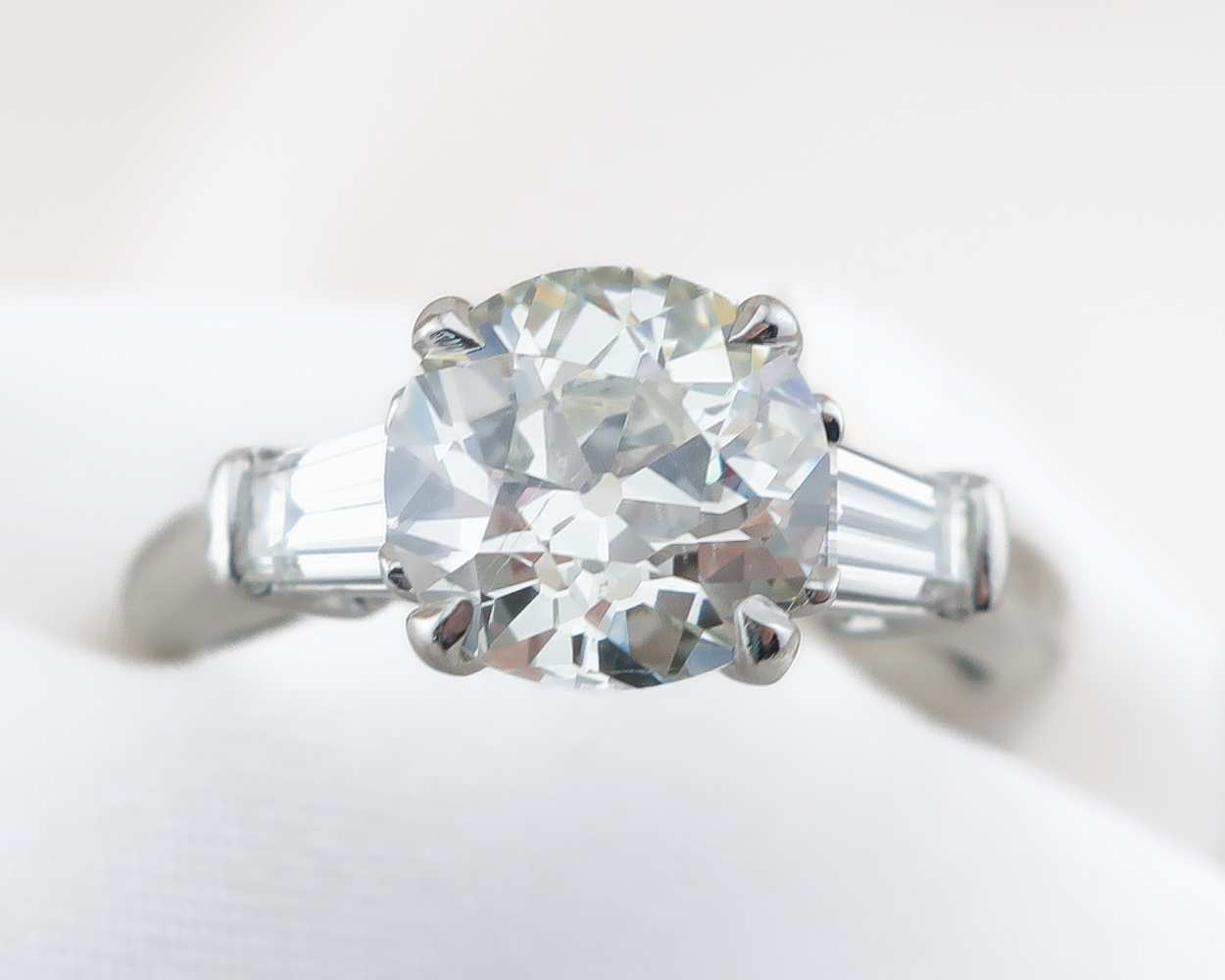 Midcentury Diamond Ring with Baguettes