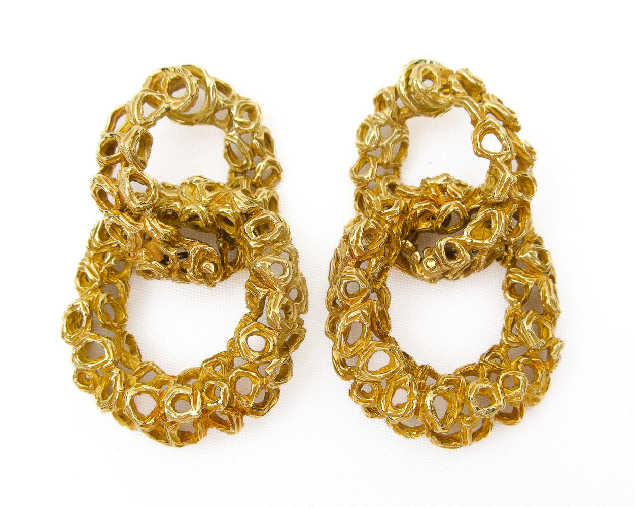 Late-Midcentury Gold Clip-On Earrings