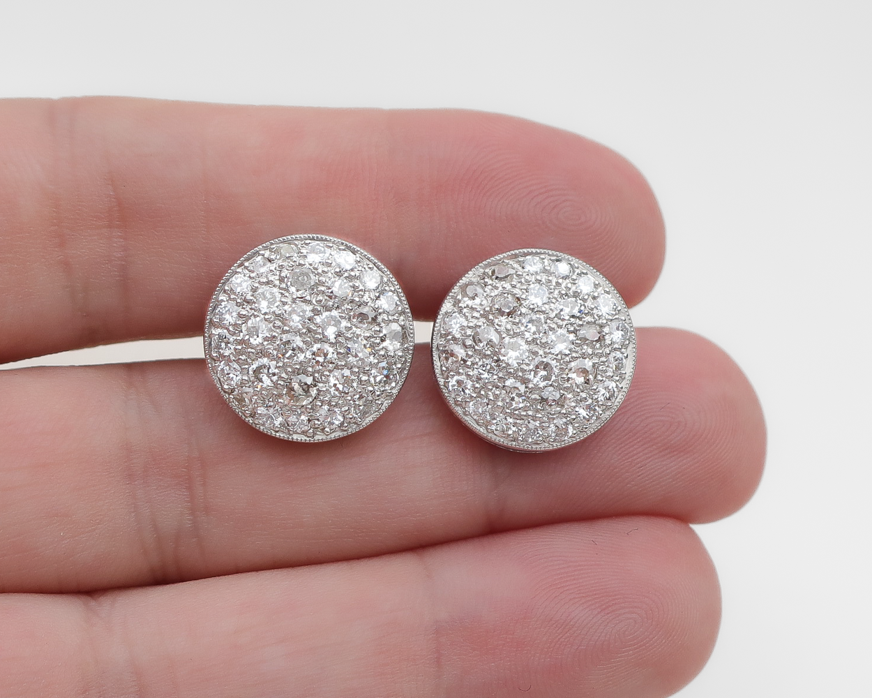 Art Deco Diamond Disk Earrings