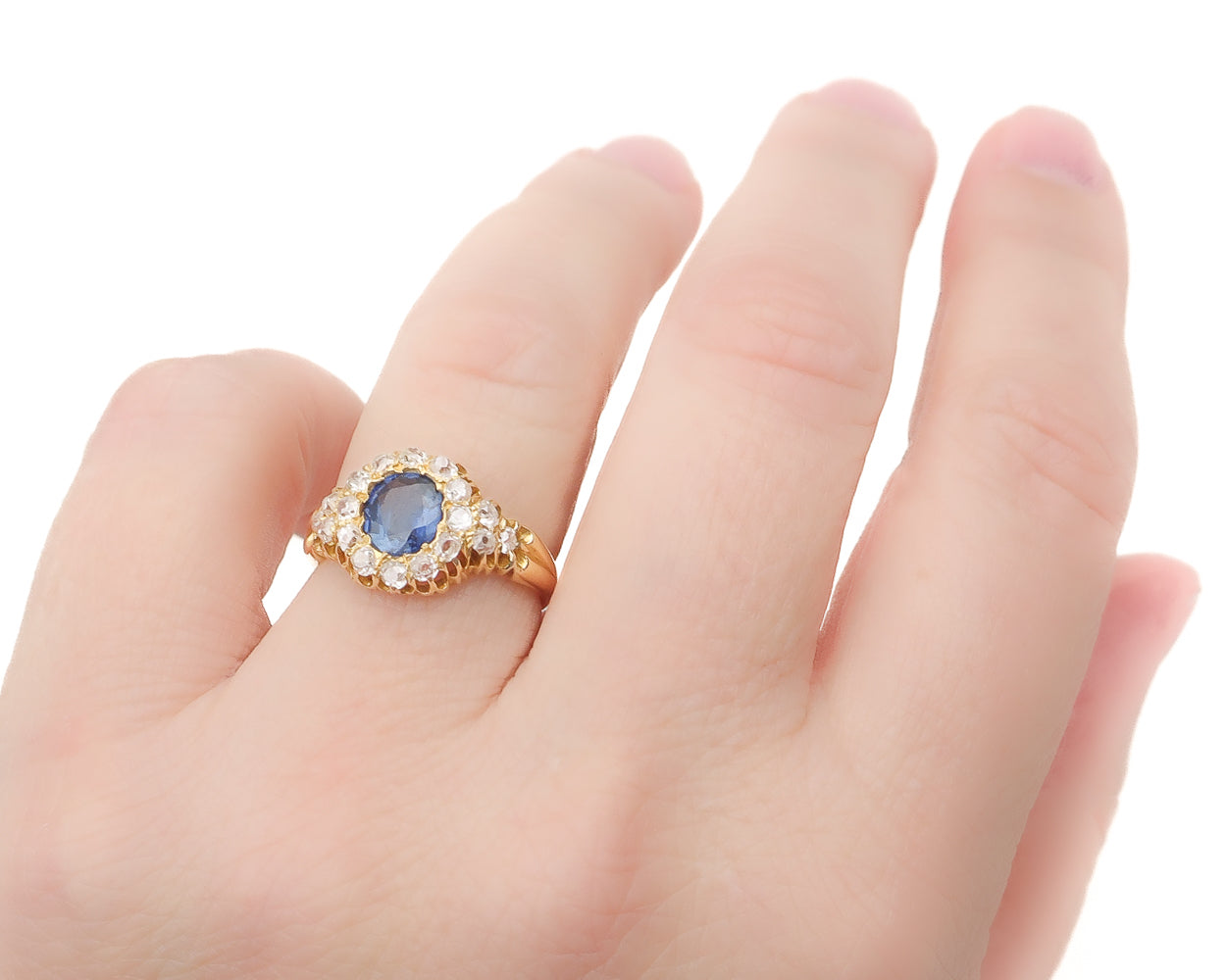 Victorian Sapphire & Diamond Halo Ring