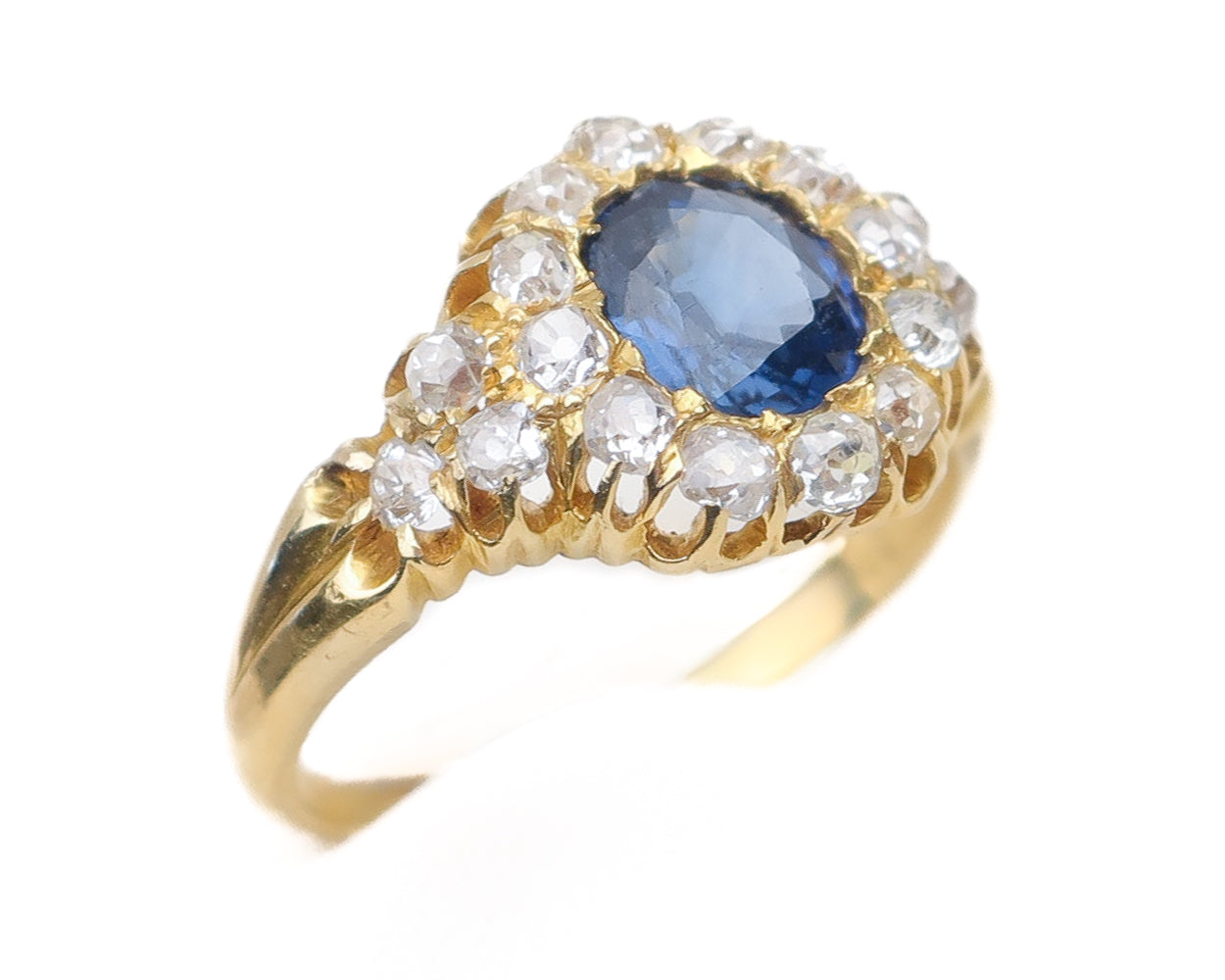 Victorian Sapphire & Diamond Halo Ring